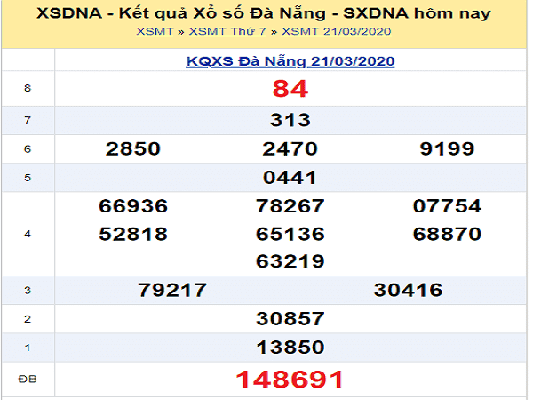 Soi cầu bạch thủ xổ số đà nẵng thứ 4 ngày 25/03/2020