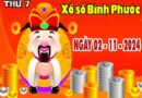 Kết quả XSBP ngày 2/11/2024 đài Bình Phước thứ 7 hôm nay chính xác nhất